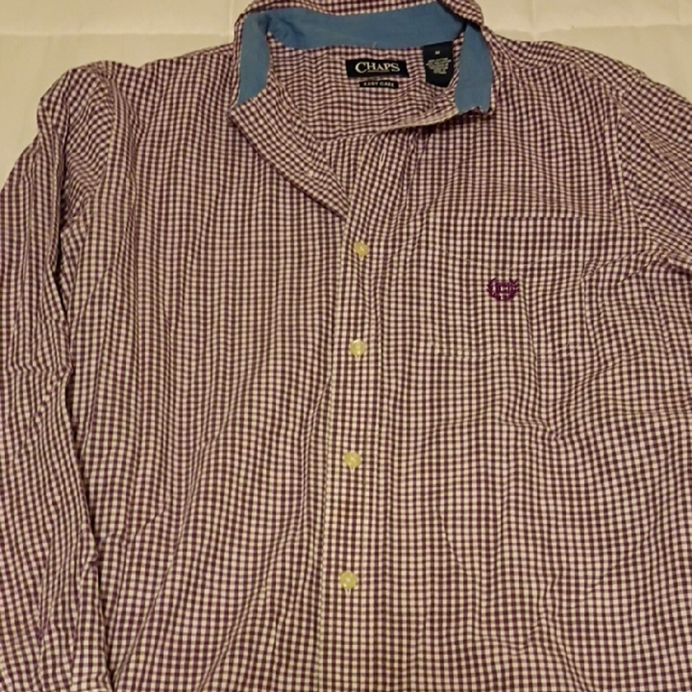 Chaps Men's Purple and White Gingham Button-Down Shirt